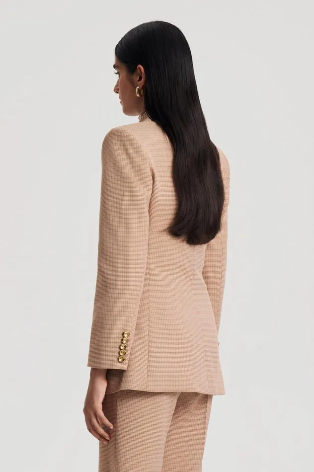 Women Scanlan Theodore Jackets PLAID TAILORED JACKET Caramel Women Scanlan Theodore Jackets PLAID TAILORED JACKET Caramel