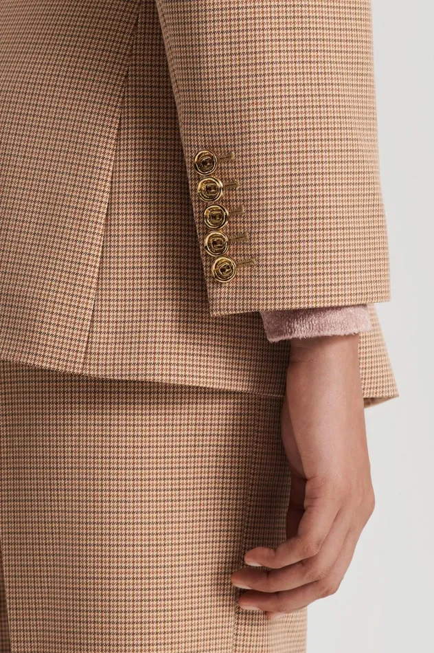 Women Scanlan Theodore Jackets PLAID TAILORED JACKET Caramel Women Scanlan Theodore Jackets PLAID TAILORED JACKET Caramel