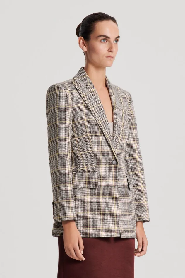 Women Scanlan Theodore Jackets PLAID TAILORED JACKET Ginger Women Scanlan Theodore Jackets PLAID TAILORED JACKET Ginger