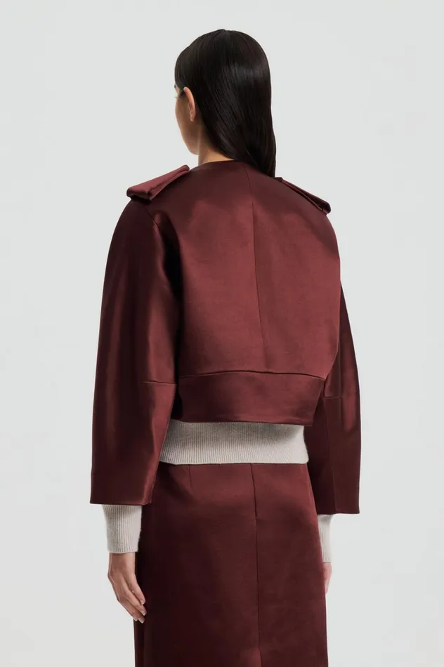 Women Scanlan Theodore Jackets SATIN COCOON SLEEVE JACKET Burgundy
