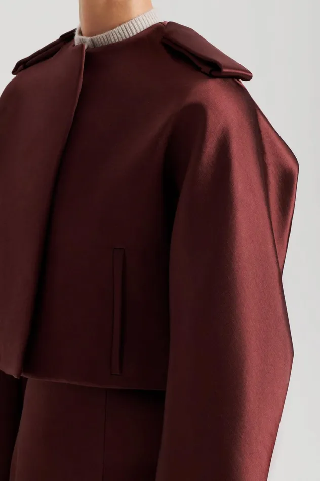 Women Scanlan Theodore Jackets SATIN COCOON SLEEVE JACKET Burgundy