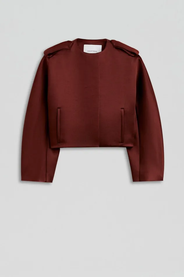 Women Scanlan Theodore Jackets SATIN COCOON SLEEVE JACKET Burgundy