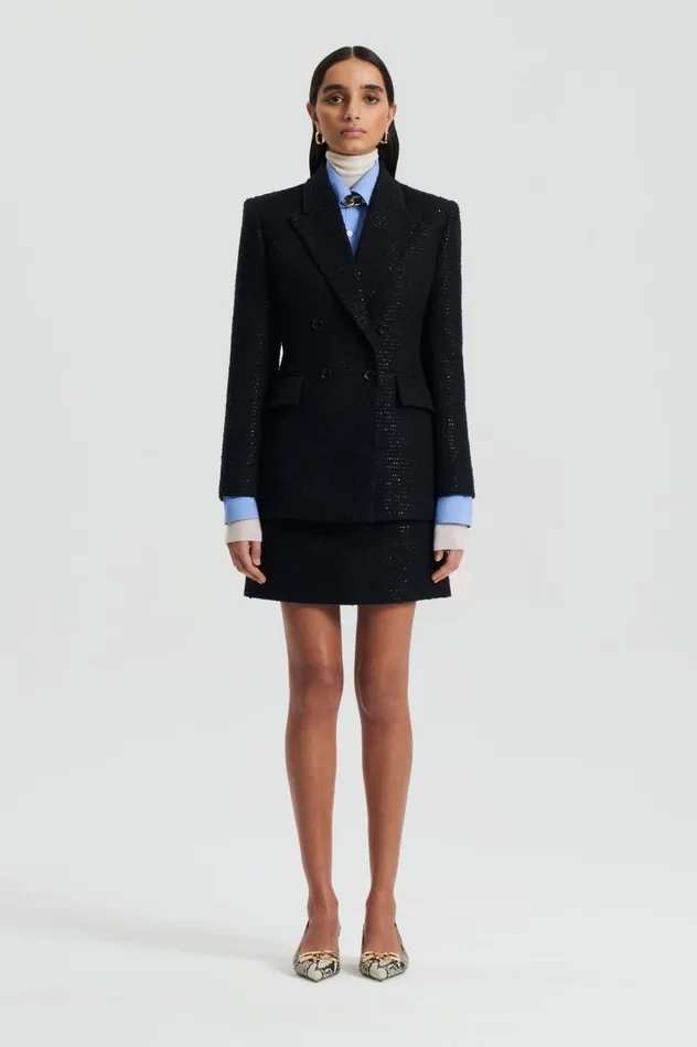 Women Scanlan Theodore Jackets TAILORED SEQUIN JACKET Black