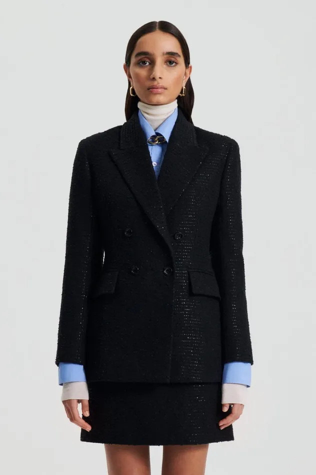 Women Scanlan Theodore Jackets TAILORED SEQUIN JACKET Black