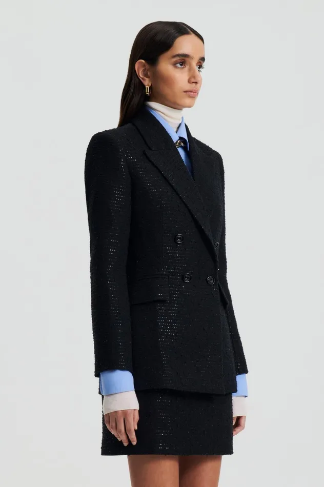 Women Scanlan Theodore Jackets TAILORED SEQUIN JACKET Black