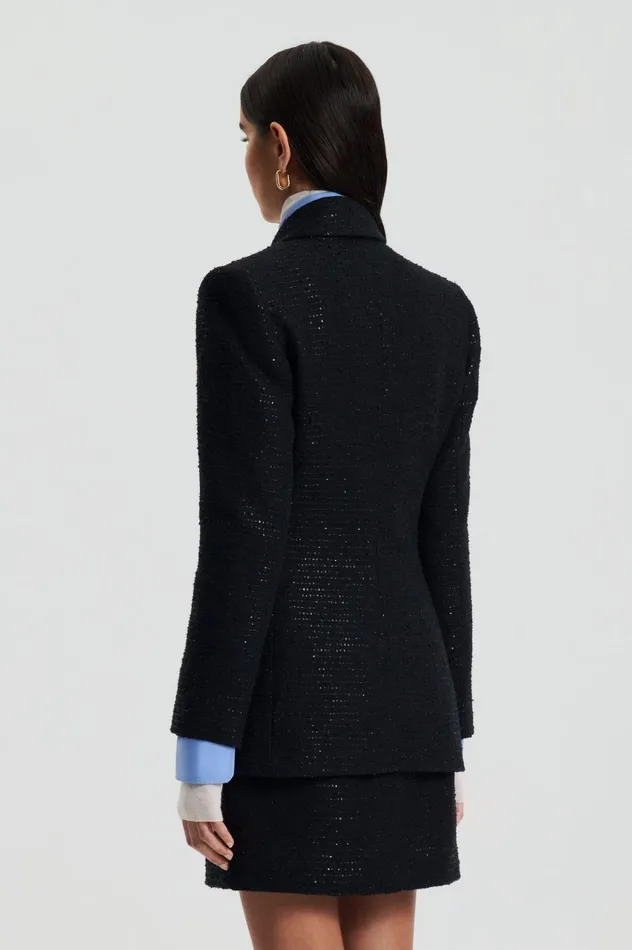 Women Scanlan Theodore Jackets TAILORED SEQUIN JACKET Black