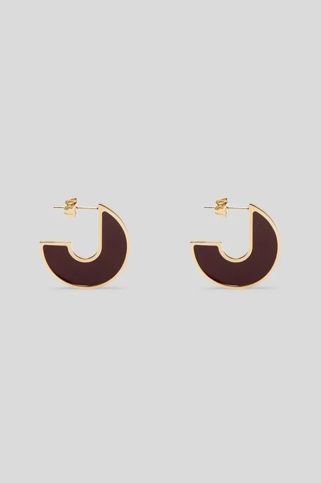 Women Scanlan Theodore Jewelry ENAMEL FLAT HOOP EARRINGS Burgundy Women Scanlan Theodore Jewelry ENAMEL FLAT HOOP EARRINGS Burgundy
