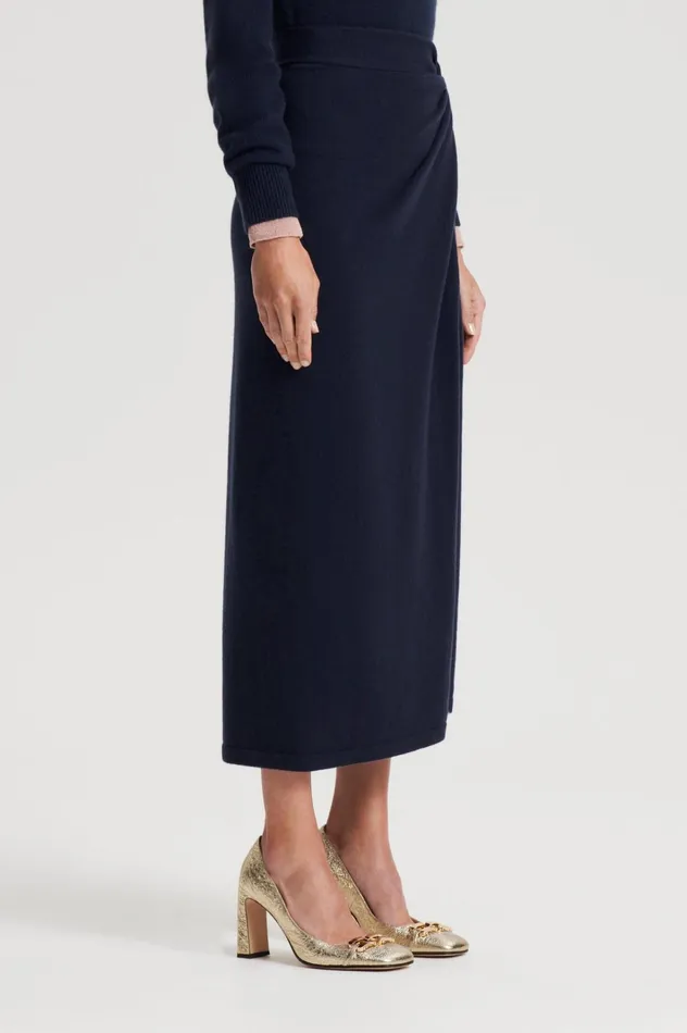 Women Scanlan Theodore Knitwear CASHMERE SARONG SKIRT Navy