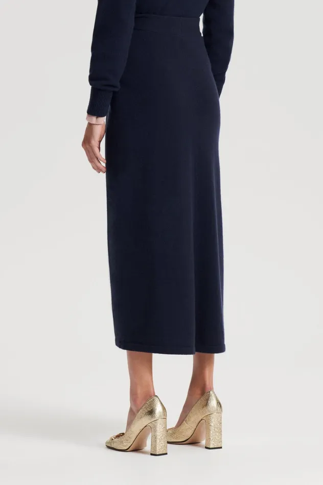 Women Scanlan Theodore Knitwear CASHMERE SARONG SKIRT Navy