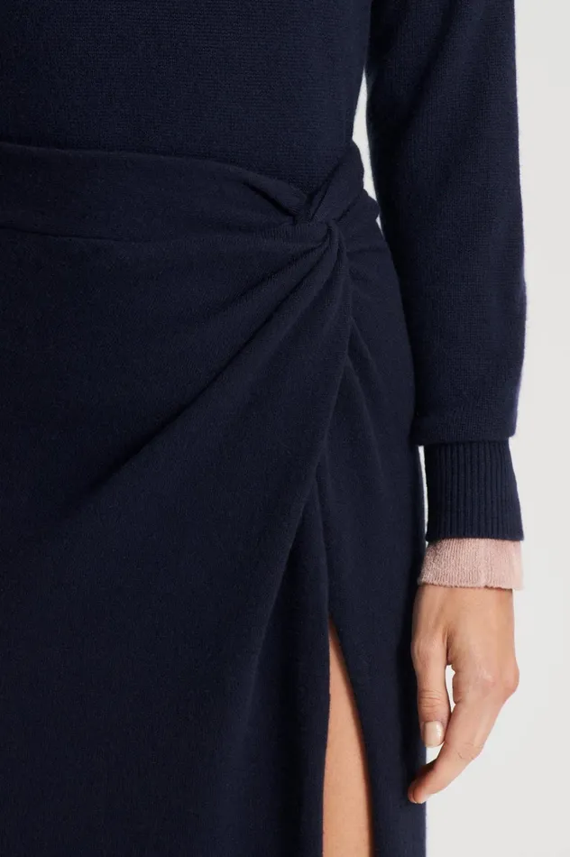Women Scanlan Theodore Knitwear CASHMERE SARONG SKIRT Navy