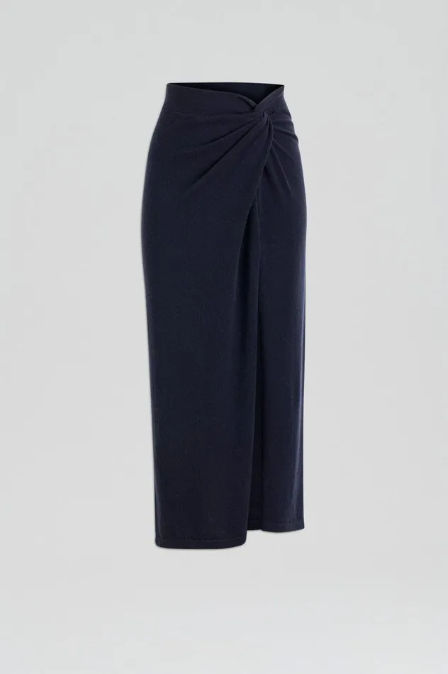 Women Scanlan Theodore Knitwear CASHMERE SARONG SKIRT Navy