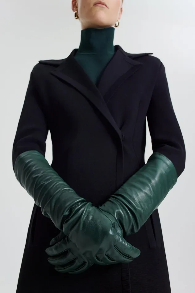 Women Scanlan Theodore Leather LEATHER GLOVES Dark Green