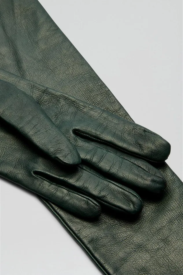 Women Scanlan Theodore Leather LEATHER GLOVES Dark Green Women Scanlan Theodore Leather LEATHER GLOVES Dark Green