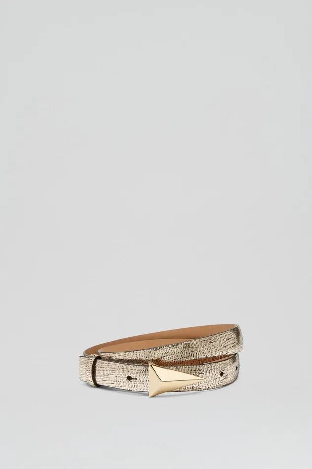 Women Scanlan Theodore Leather METALLIC TRIANGLE TRIM BELT 2 Gold