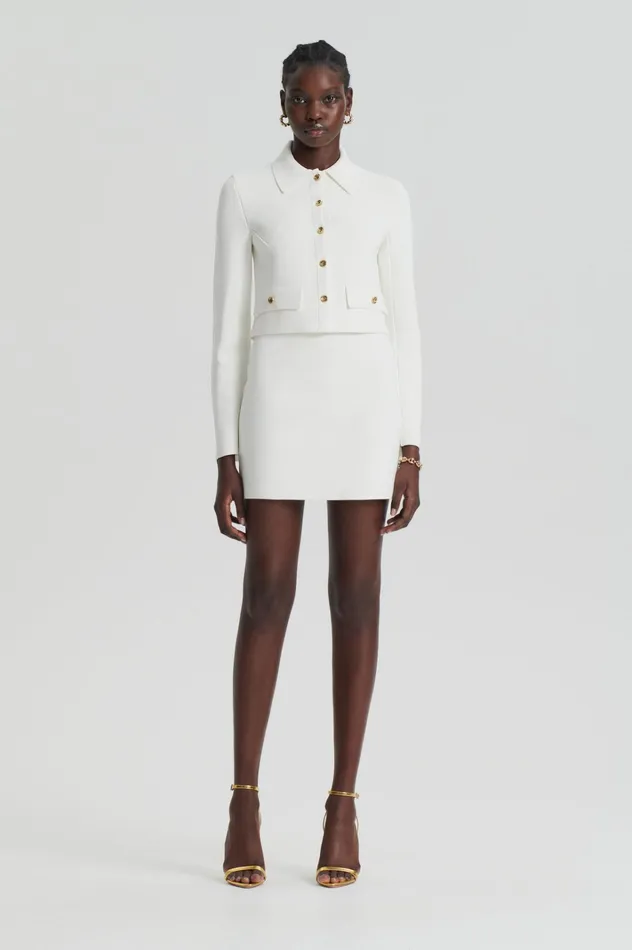 Women Scanlan Theodore Skirts CREPE KNIT MINI SKIRT Creme