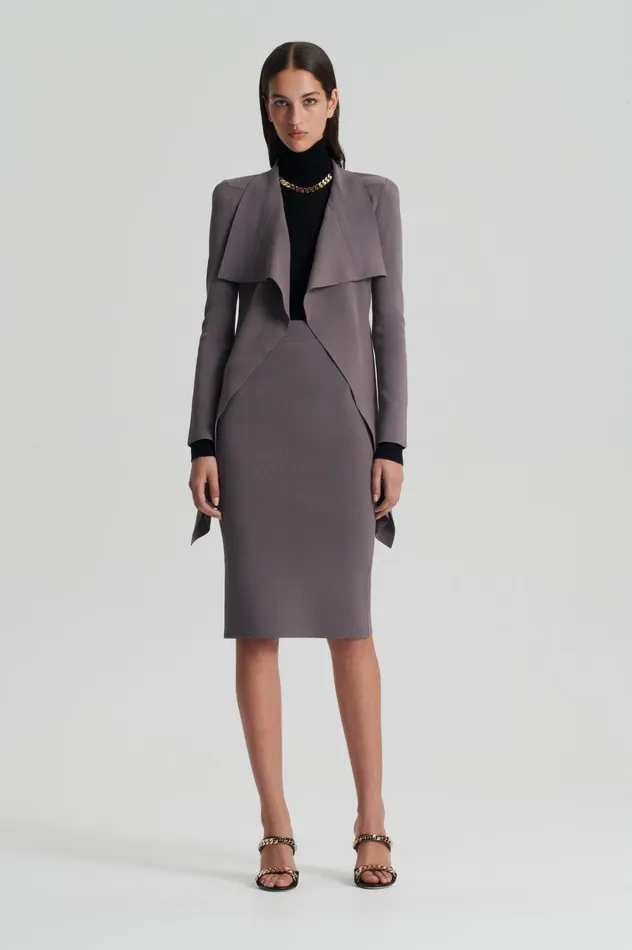 Women Scanlan Theodore Skirts CREPE KNIT SLIT BACK SKIRT Torba
