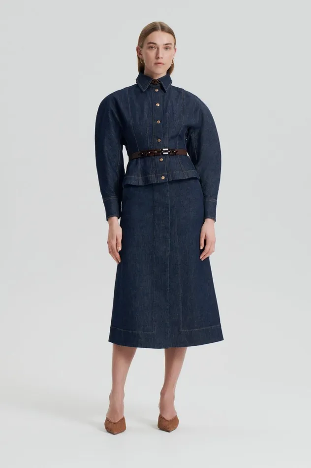 Women Scanlan Theodore Skirts DENIM SKIRT Indigo