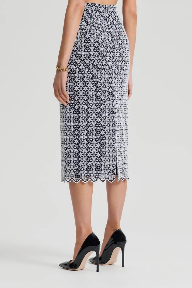 Women Scanlan Theodore Skirts EMBROIDERED FLORAL SKIRT Blackwhite