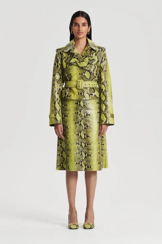 Women Scanlan Theodore Skirts LEATHER REPTILE SKIRT Vert