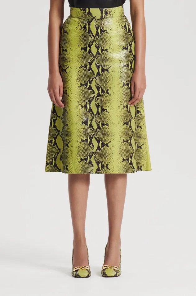 Women Scanlan Theodore Skirts LEATHER REPTILE SKIRT Vert