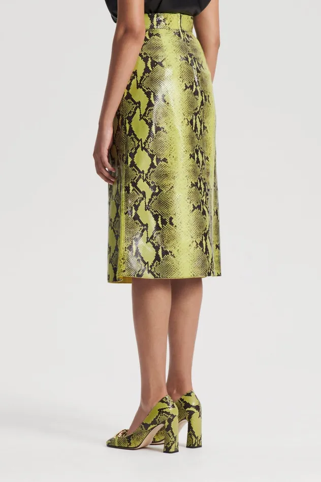 Women Scanlan Theodore Skirts LEATHER REPTILE SKIRT Vert