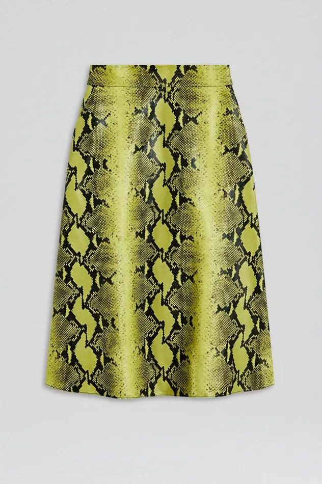 Women Scanlan Theodore Skirts LEATHER REPTILE SKIRT Vert