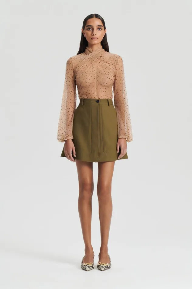 Women Scanlan Theodore Skirts MINI SKIRT Olive
