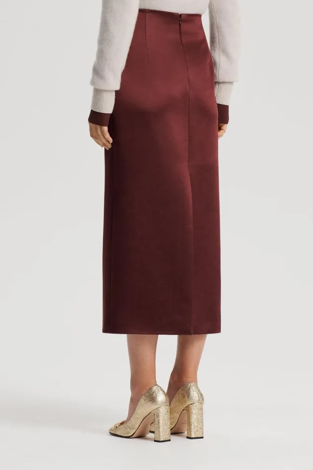Women Scanlan Theodore Skirts SATIN PENCIL SKIRT Burgundy Women Scanlan Theodore Skirts SATIN PENCIL SKIRT Burgundy