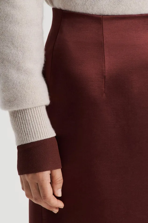 Women Scanlan Theodore Skirts SATIN PENCIL SKIRT Burgundy Women Scanlan Theodore Skirts SATIN PENCIL SKIRT Burgundy