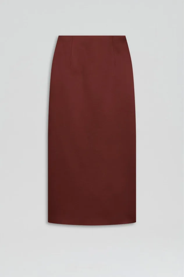 Women Scanlan Theodore Skirts SATIN PENCIL SKIRT Burgundy Women Scanlan Theodore Skirts SATIN PENCIL SKIRT Burgundy