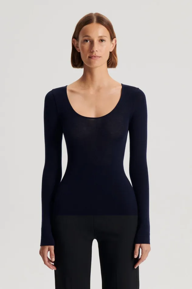 Women Scanlan Theodore Sweaters BABYWOOL SCOOP NECK Navy All
