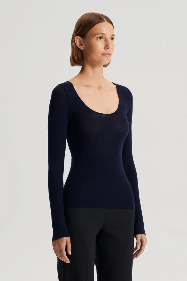 Women Scanlan Theodore Sweaters BABYWOOL SCOOP NECK Navy All