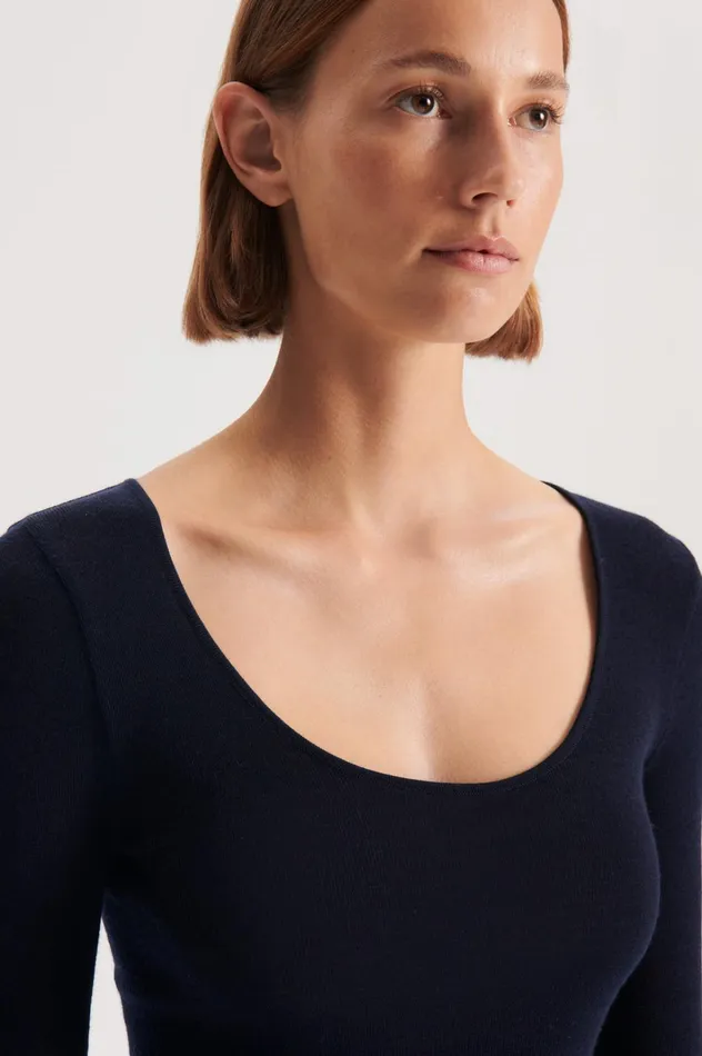 Women Scanlan Theodore Sweaters BABYWOOL SCOOP NECK Navy All