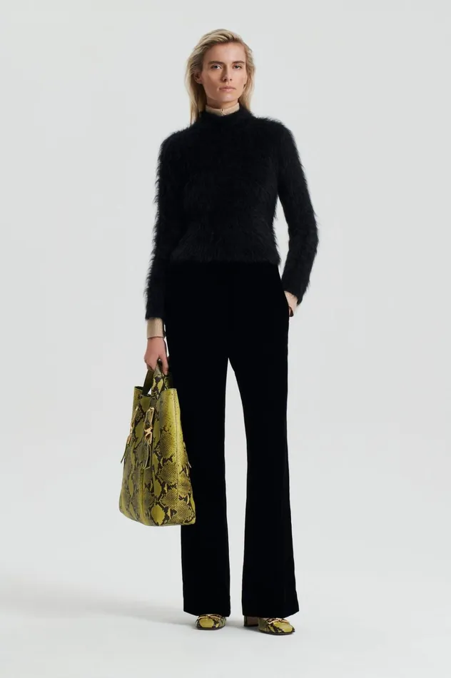 Women Scanlan Theodore Sweaters BRUSHED MOHAIR SLIM SWEATER Black