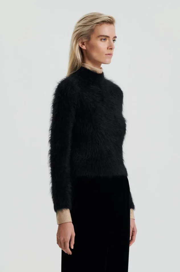 Women Scanlan Theodore Sweaters BRUSHED MOHAIR SLIM SWEATER Black