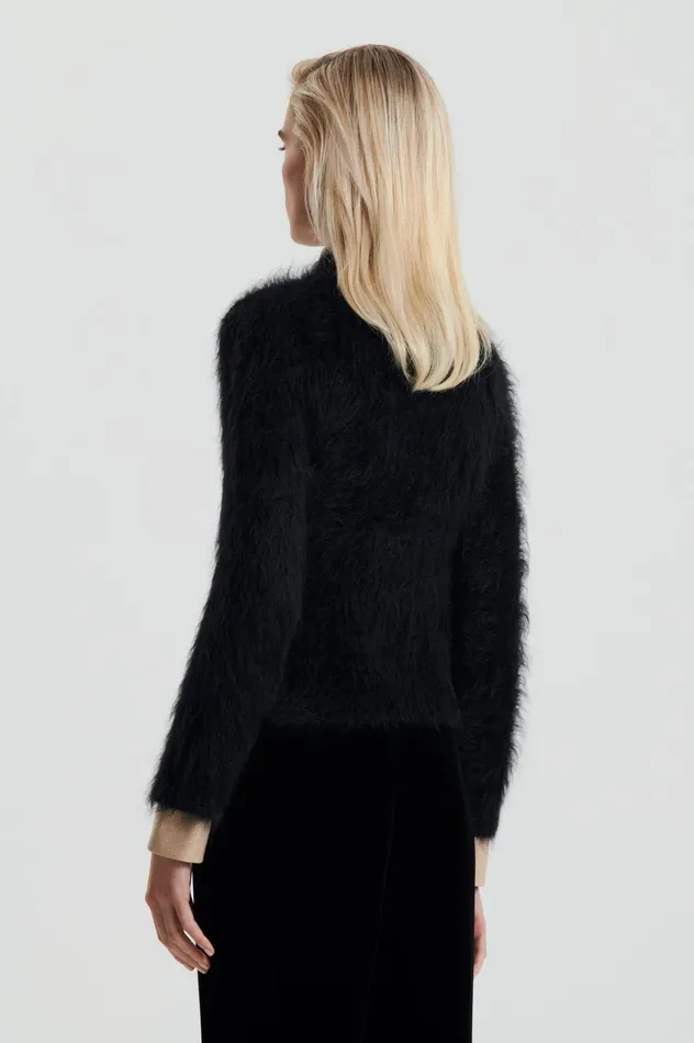 Women Scanlan Theodore Sweaters BRUSHED MOHAIR SLIM SWEATER Black