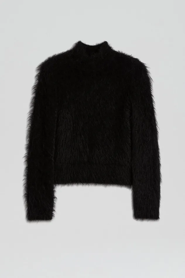 Women Scanlan Theodore Sweaters BRUSHED MOHAIR SLIM SWEATER Black