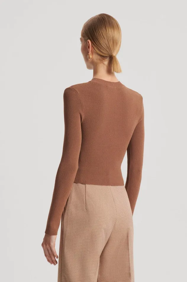 Women Scanlan Theodore Sweaters CREPE KNIT CREW NECK SWEATER Spice