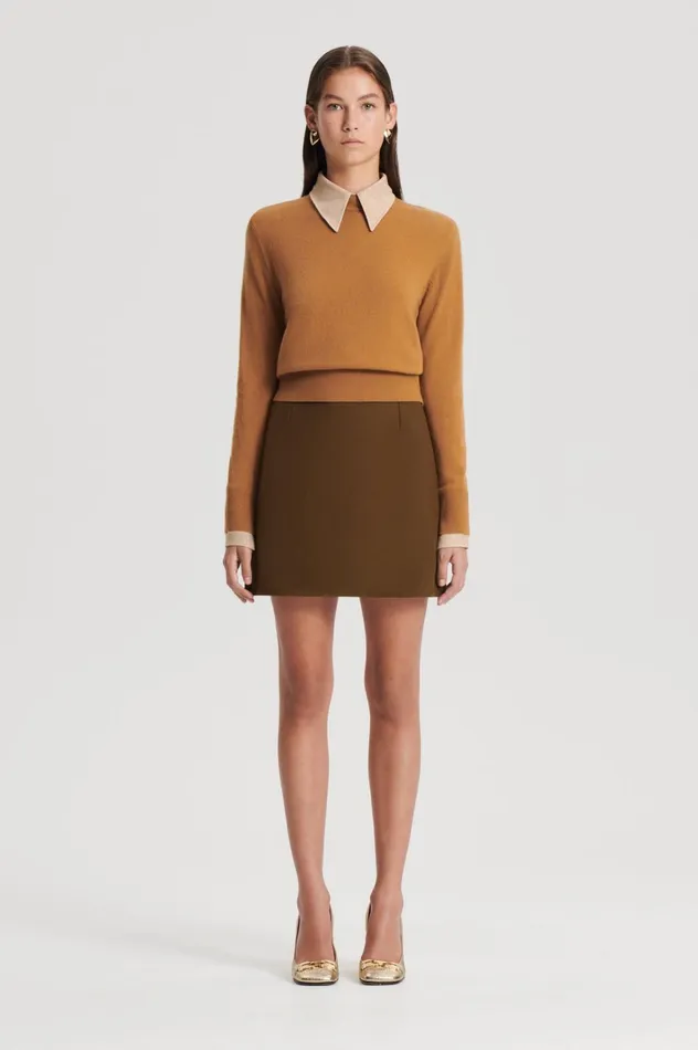 Women Scanlan Theodore Sweaters FINE WOOL SWEATER Camel