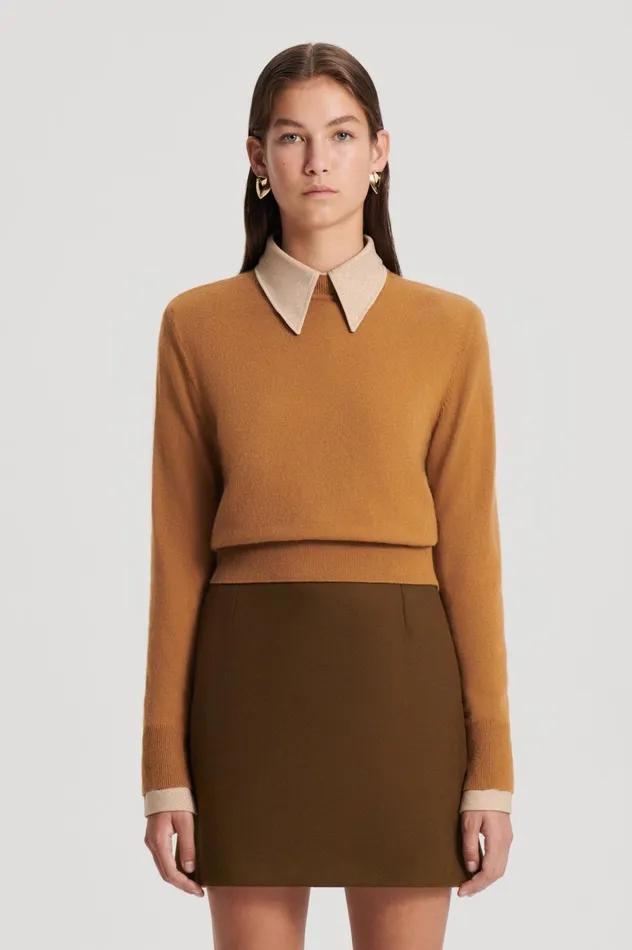 Women Scanlan Theodore Sweaters FINE WOOL SWEATER Camel
