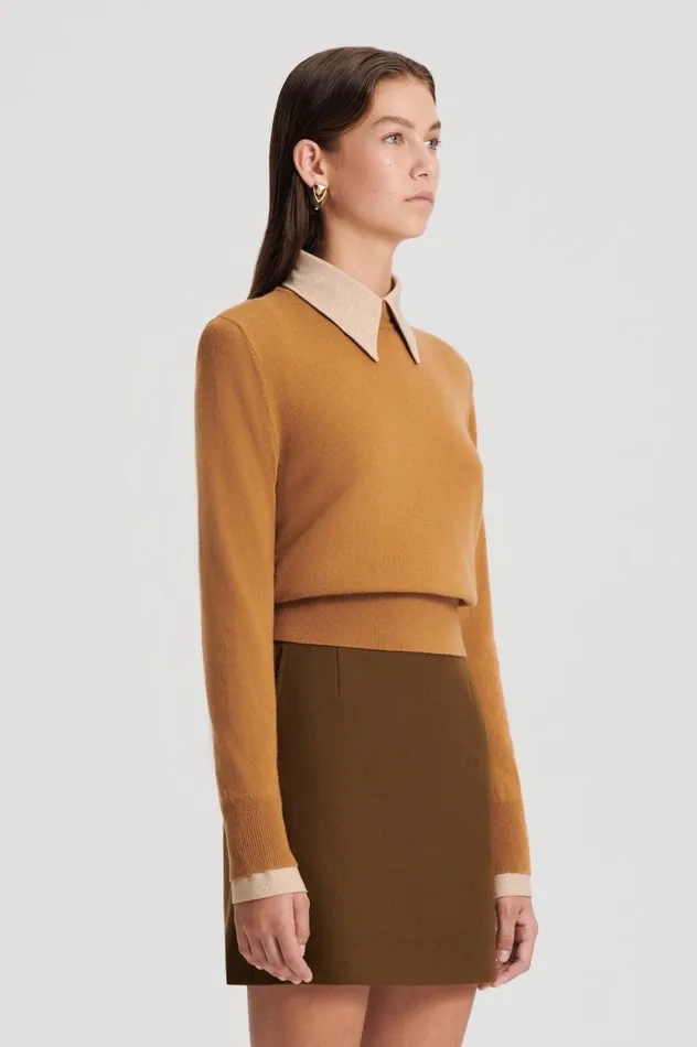 Women Scanlan Theodore Sweaters FINE WOOL SWEATER Camel