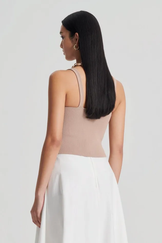 Women Scanlan Theodore Tops CREPE KNIT SQUARE CAMISOLE Oat Women Scanlan Theodore Tops CREPE KNIT SQUARE CAMISOLE Oat