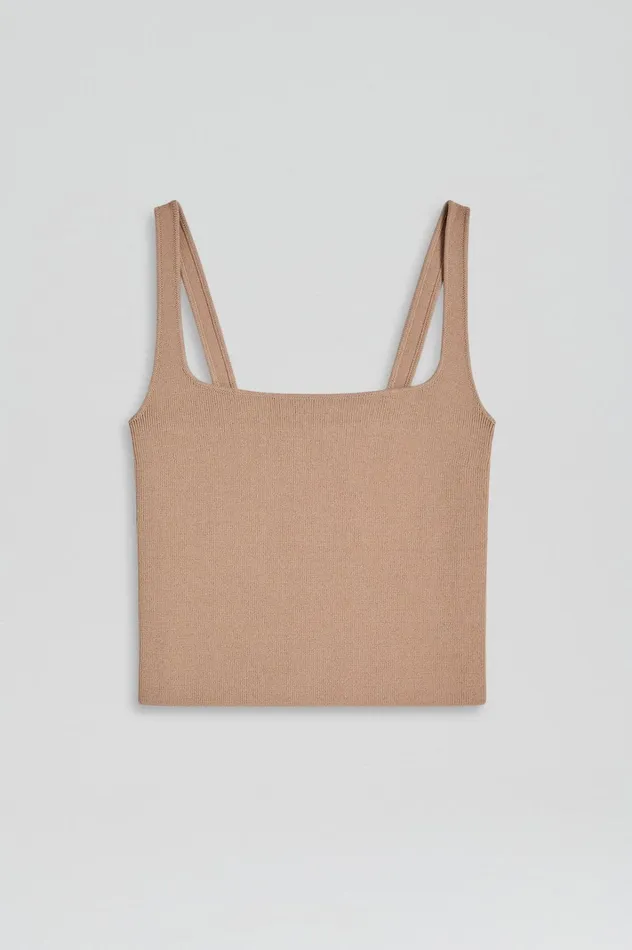 Women Scanlan Theodore Tops CREPE KNIT SQUARE CAMISOLE Oat Women Scanlan Theodore Tops CREPE KNIT SQUARE CAMISOLE Oat