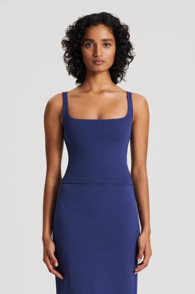 Women Scanlan Theodore Tops CREPE KNIT SQUARE CAMISOLE Royal
