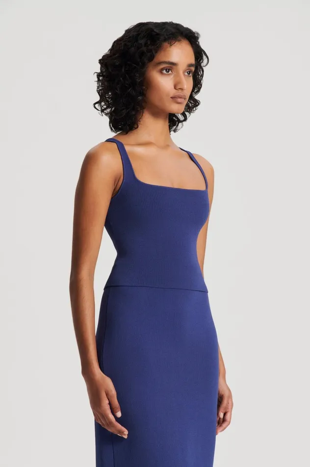 Women Scanlan Theodore Tops CREPE KNIT SQUARE CAMISOLE Royal