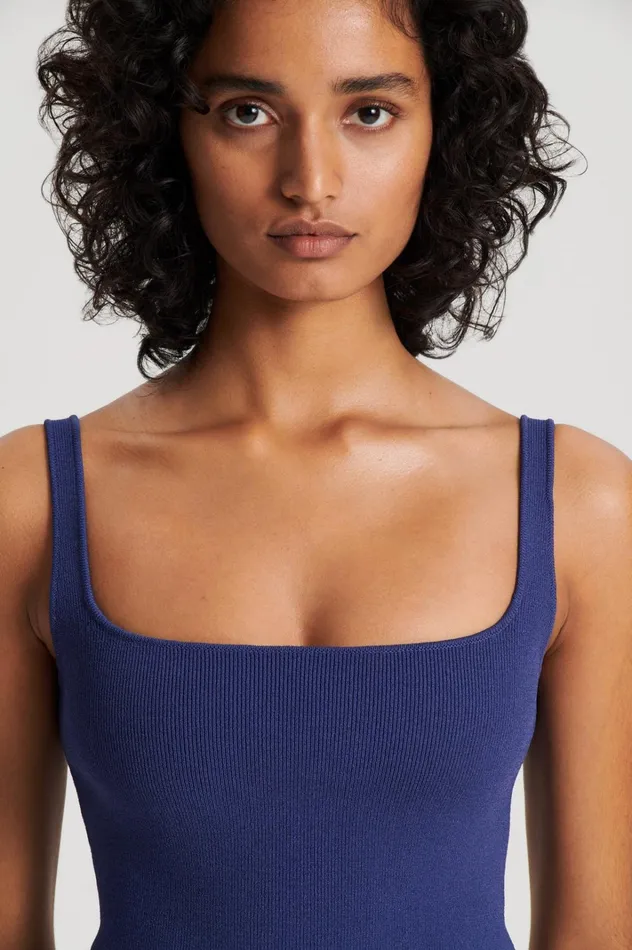Women Scanlan Theodore Tops CREPE KNIT SQUARE CAMISOLE Royal