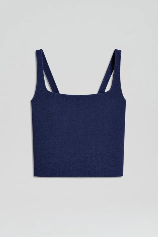 Women Scanlan Theodore Tops CREPE KNIT SQUARE CAMISOLE Royal