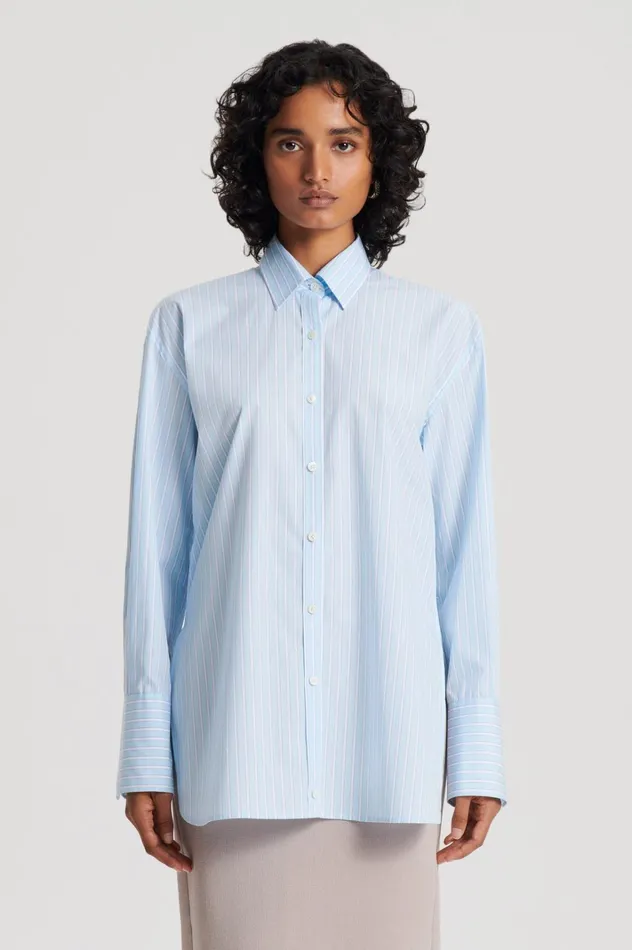 Women Scanlan Theodore Tops STRIPED SHIRT Paleblue