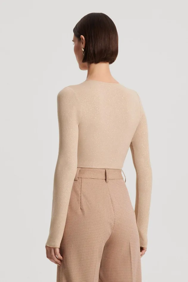 Women Scanlan Theodore Tops TINSEL DRAPE BODYSUIT Champagne