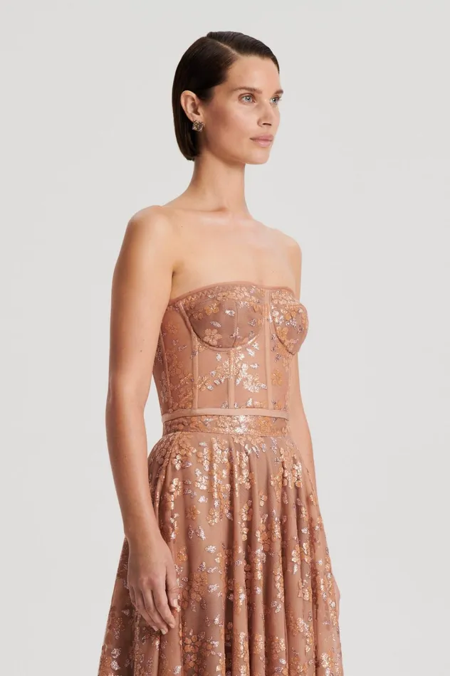 Women Scanlan Theodore Tops TINSEL FLORAL BUSTIER Spice